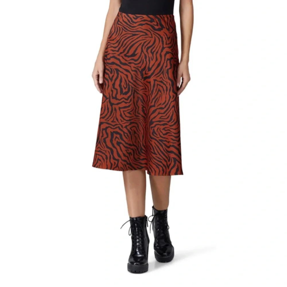 Sweet Baby Jamie By Jamie Mizrahi Brown Zebra Satin Midi Skirt Size Large $130